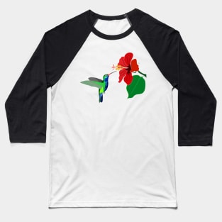 Hummingbird and red hibiscus flower Baseball T-Shirt